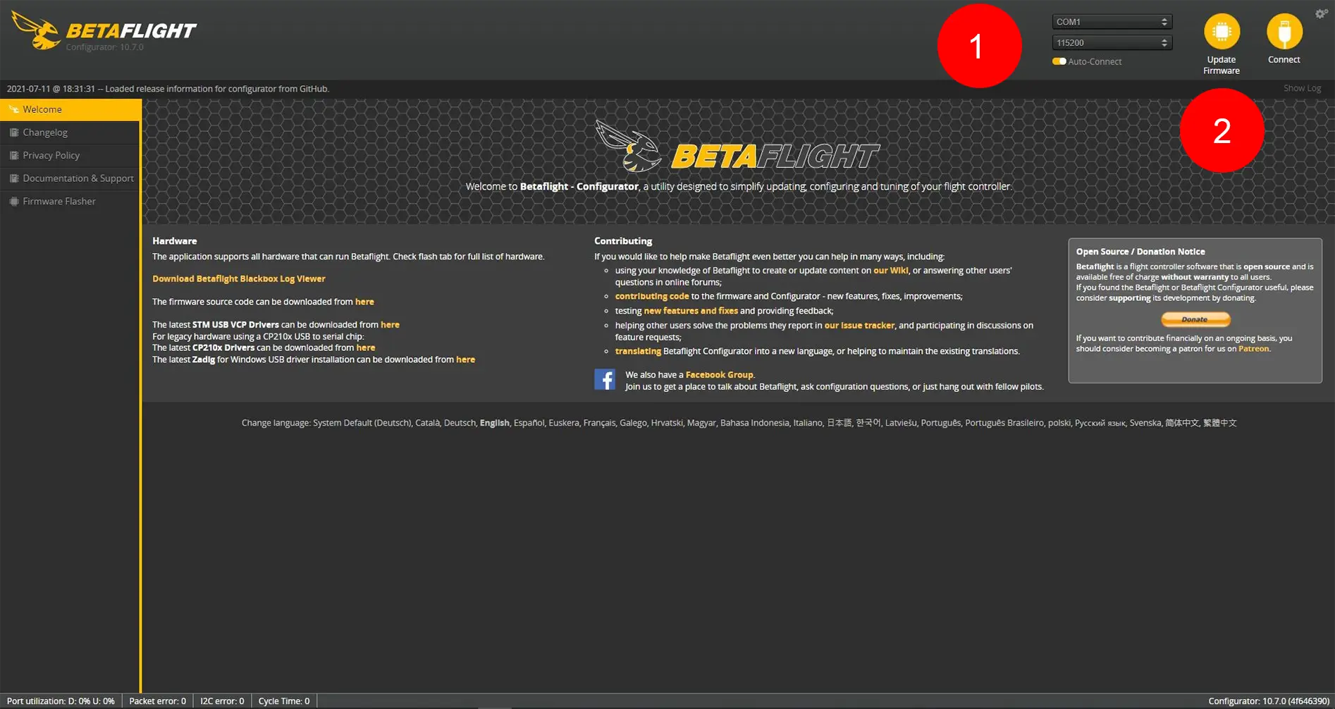 Startseite Betaflight Configurator